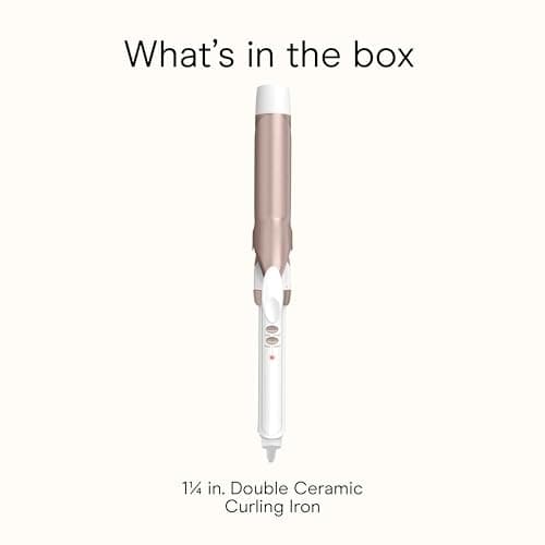 Conair Double Ceramic 1 ¼-Inch Curling Iron, 1 ¼-Inch Barrel Creates Loose Curls, Hair Curler for Use on Medium & Long Hair, White/Rose Gold 10