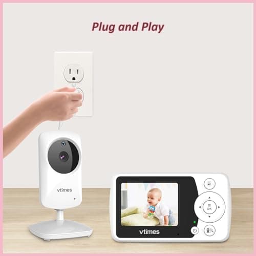 VTimes Video Baby Monitor with Camera and Audio - 2.4" LCD Screen, Portable Baby Camera Monitor No WiFi Night Vision VOX Mode Feeding Alarm 1000ft Range Ideal for Baby/Elderly/Pet 9