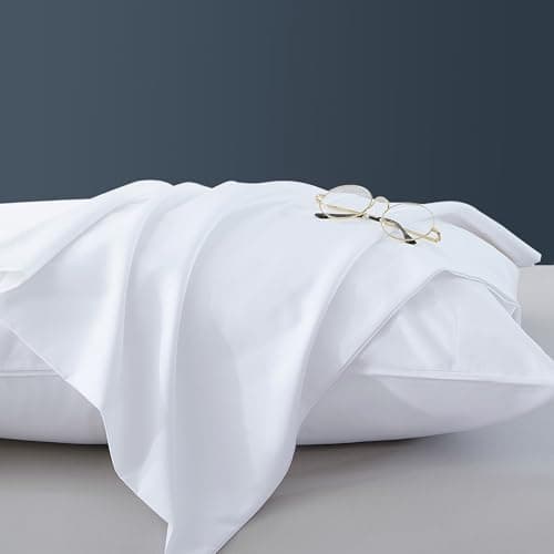 1000 Thread Count Cotton Pillow Cases Standard Size Set of 2, 100% Egyptian Cotton Sateen Weave Pillowcases,Envelope Closure Pillow Cover Silk Soft Breathable(White Standard) 9