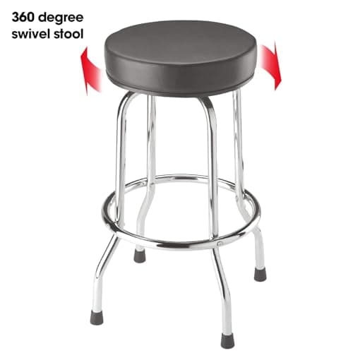 BIG RED Torin Swivel Bar Stool: Padded Garage/Shop Seat with Chrome Plated Legs, Black, 28.74" Tall, 18.5" Diameter 6