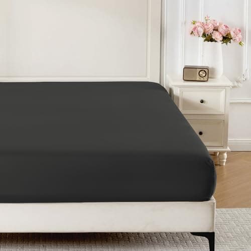 ROSE&RISY Black King Fitted Sheet,Soft and Breathable for Sleeping,Cooling Fitted Sheets,16“ Deep Pocket, 1pack (Black, King)