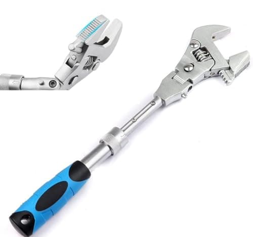 Flexhead Adjustable Wrench, 10" to 12" Ratcheting Crescent Wrenches with Retractable Extension Shank and 180⁰ Rotating Head Flex Head Ratchet Wrench Tool