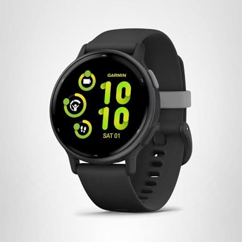 Garmin Vívoactive 5, Health and Fitness GPS Smartwatch, AMOLED Display, Up to 11 Days of Battery, Slate Aluminum Bezel with Black Case and Silicone Band 7