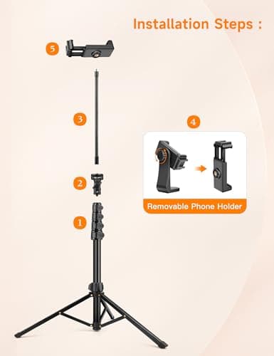 Phone Tripod, 86" Tall Tripod for iPhone with Flexible Gooseneck & Remote, Portable Aluminum Cellphone Stand for Selfies, Video Recording,Travel, Compatible with iPhone Android 9