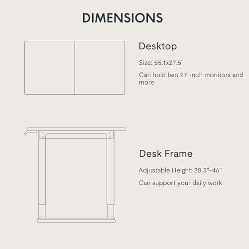 FLEXISPOT 4 Legs Standing Desk 55 x 28 Inch Electric Adjustable Height with Splice Board Home Office Sit Stand Up Desk, Black Top + Black Frame 7