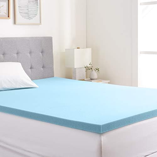 Amazon Basics Cooling Gel-Infused Memory Foam Queen Mattress Topper, CertiPUR-US Certified, 2 Inches, Blue 6