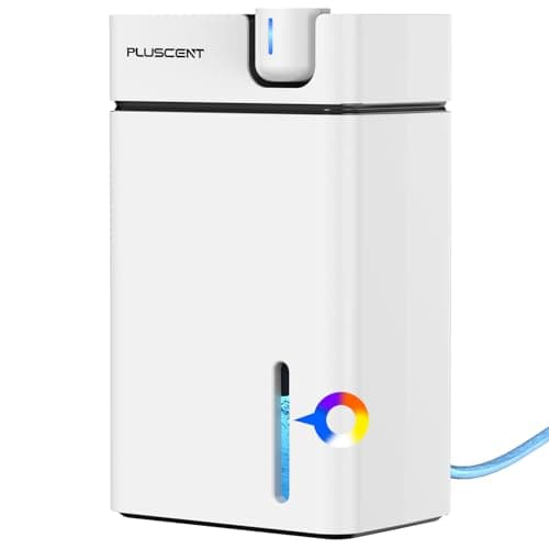 Dehumidifiers for Home, PLUSCENT 1000 Sq.ft Quiet Dehumidifier with Drain Hose for Basement Bedroom Bathroom RV Closet, with 88 OZ Water Tank, Auto Defrost, Auto Shut Off, Sleep Mode, 7 Colors LED