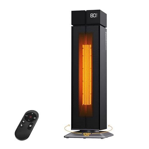 ComDomus Space Heater Large Room, 25” Electric Room Heaters for Indoor Use with 120° Oscillation, 3 Heat Levels, 3 Modes, Multiple Safety Protections, 12H Timer, Black Ceramic Tower Heater for Bedroom