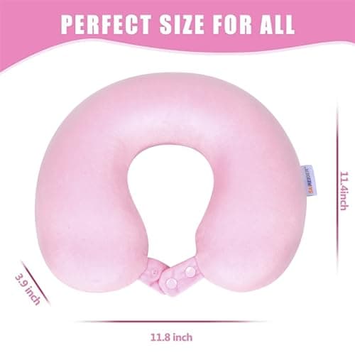 SAIREIDER Travel Neck Pillow 100% Pure Memory Foam Airplane Pillow for Head Support,Soft Adjustable Pillow for Plane, Car & Home Recliner (Pink) 6