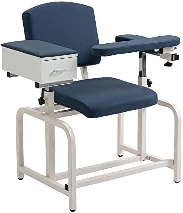 MedStock Blood Drawing/Phlebotomy Chair for Medical Labs and Professional Clinics with Reversible Flip-Up Arm, Padded Seat, and Built-in Storage Drawer, Extra Large