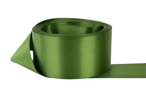 Ribbon Bazaar Double Faced Satin - Premium Gloss Finish - 100% Polyester Ribbon for Gift Wrapping, Crafts, Scrapbooking, Hair Bow, Decorating & More - 2-1/4" Moss 25yd Spool