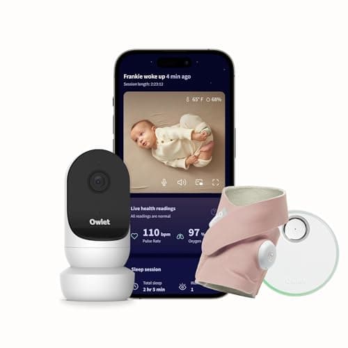 Owlet Dream Duo (Gen 2) Smart Baby Monitor Bundle – HD Video Camera + Wearable Sock Tracks Baby’s Oxygen, Heart Rate & Sleep