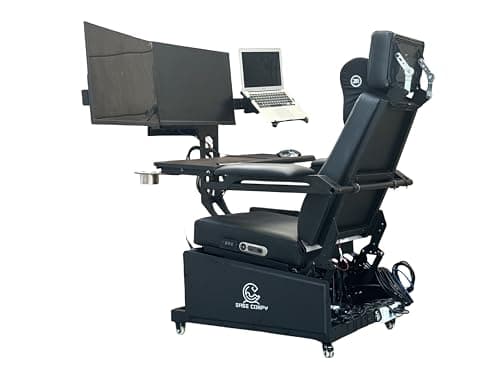 Imperatorworks easecomfy Brand Ease Trio 3 Computer Cockpit Reclining Workstation for 3 Monitors Zero Gravity Chair Workstation for Home and Office use Most Affordable with Heat Cool Massage 5