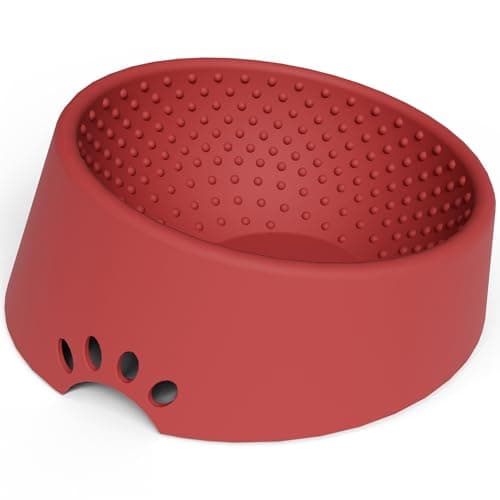 MCHXN Pet Dog Food Bowl 10° Slanted ，Silicone Material， Easy to Clean Non-Skid & Non-Spill Easier to Reach Food L/2.5 Cups Red