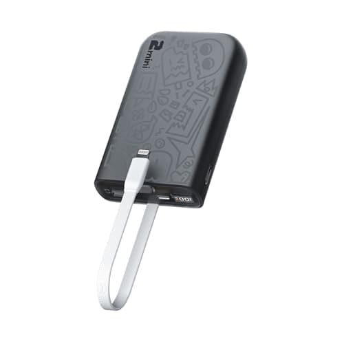 imuto Graffiti Style Portable Charger with Built-in Lightning Cable,22.5W Fast Charging 20000mAh Power Bank LED Display,Travel Essentials,Battery Pack Compatible with iPhone,Samsung,iPad,All Cellphone