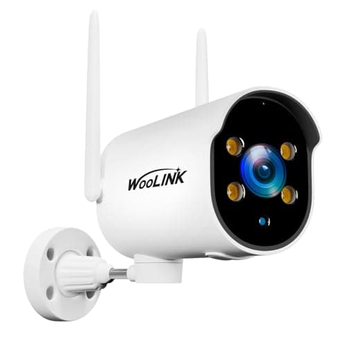 WOOLINK 2K Security Camera Outdoor WiFi Security Cameras Pan Rotating 225° Full Color Night Vision, Two-Way Audio, 2.4Ghz WiFi, IP65 Waterproof, Motion Detection Alarm