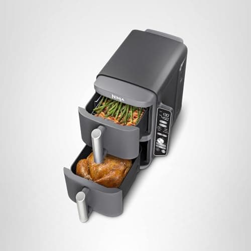 Ninja Air Fryer, 10QT DoubleStack XL 2-Basket, Compact Design, Cooks 5lb Whole Chicken, Feeds Up to 8 People, 6-in-1 Air Fryer, Roast, Bake & More, Easy to Clean, Dishwasher Safe Parts, Grey, SL401 17
