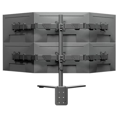 HILLPORT Hex Six Monitor Desk Mount Arm, 6 Screen Fully Adjustable Bracket Stand Fits Screens up to 32 inch, 19.8 lbs Weight Capacity per Screen, Black HLX35JX-6P