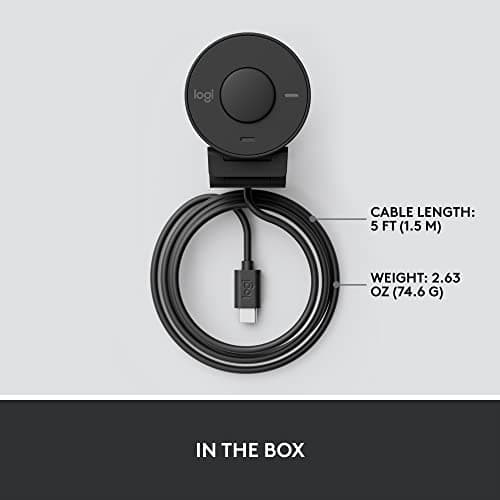 Logitech Brio 301 Full HD Webcam with Privacy Shutter, Noise Reduction Microphone, USB-C, Certified for Zoom, Microsoft Teams, Google Meet, Auto Light Correction - Black 9