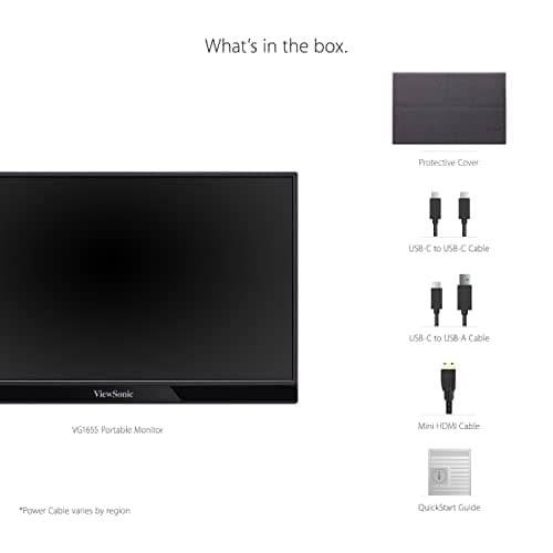 ViewSonic VG1655 15.6" 1080p Portable Monitor w/ 2 Way Powered 60W USB C, IPS, Eye Care, Dual Speakers, Built in Stand w/Cover (Renewed) 6