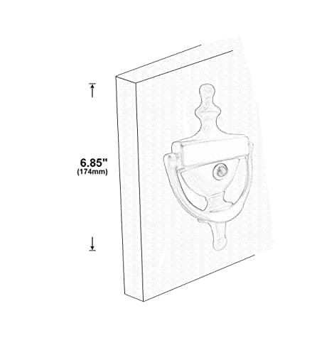 QCAA Solid Brass Door Knocker, 7", with 160 Degree Glass Len Door Viewer (UL Listed), Polished Brass, 1 Pack 7