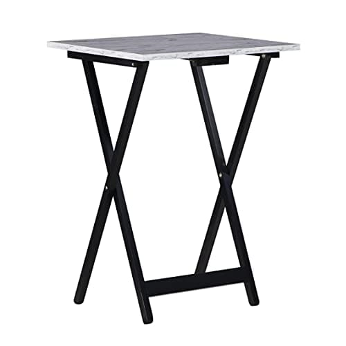 Linon Tray Table Set, 15.75"D x 18.9"W x 26.38"H, White 10