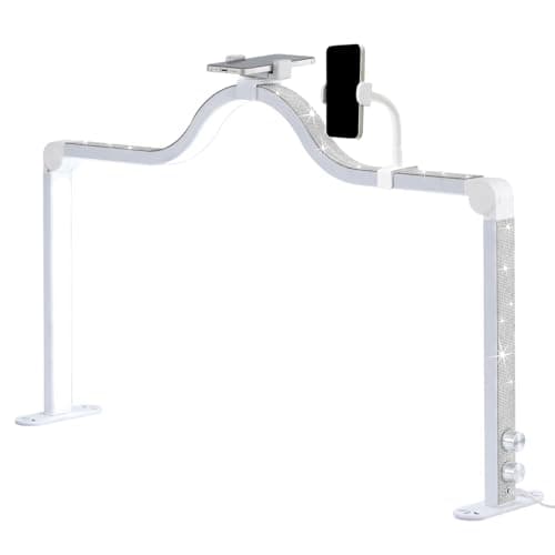 Afatnao Upgraded Nail Tech Lamp with Dual Phone Holder, 34 in Foldable Large Nail Light for Desk, 3 Modes 3000K-6000K LED Manicure Lamp, Half Moon Light for Lash Eyelash Extension, Tattoo, Eyebrows 9