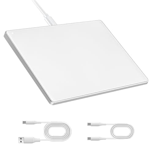 Wired Trackpad for Windows 7/10/11, High Precision Wired Touchpad with Multi-Gesture, Premium Glass Surface, Dual Cables(USB A to C & USB C to C) for Windows PC Computer, White