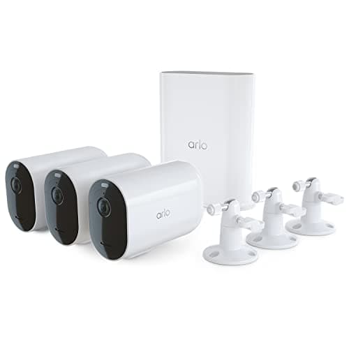 Arlo Pro 5S XL Spotlight Security Camera 2K HDR | Indoor/Outdoor | Band Wi-Fi Connects to Strongest Network | Longer Battery Life, 12X Zoom, Color Night Vision, 2-Way Audio - White, 3 Pack