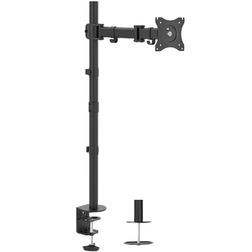 VIVO Single Monitor Desk Mount, Extra Tall Fully Adjustable Stand for 1 LCD Screen up to 32 inches, Ultra Wide Screens up to 38 inches, 22 lbs Capacity, STAND-V001T