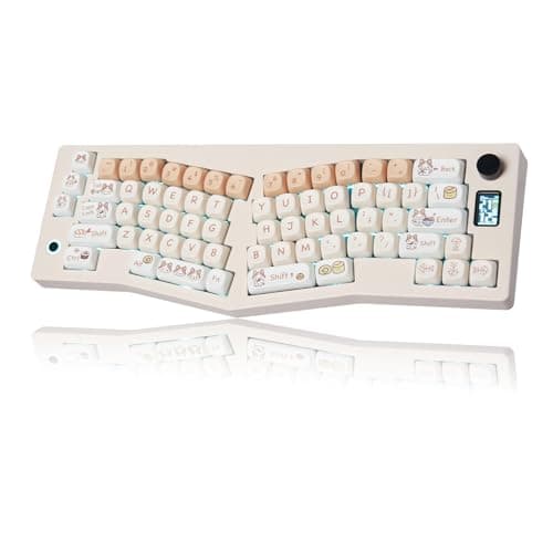 CIDOO ABM066 Alice Keyboard Hot Swappable Mechanical Keyboard RGB Wireless Custom Gaming Keyboard with Cardamom Switches VIA Programmable Volume Knob for Win/Mac/iOS(PBT MOA Profile Cat Keycaps)