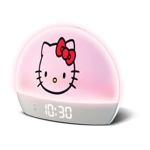 Hello Kitty Sunrise Alarm Clock - Multicolor Lights, USB Charging, LED Display, and Snooze Function
