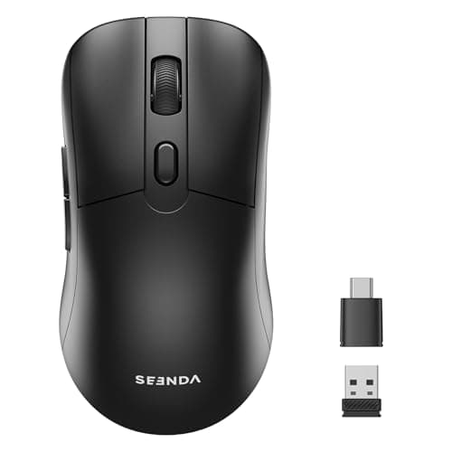 seenda Wireless Gaming Mouse, USB C Mouse, Web-Based Driver, 18000 DPI, 67g Lightweight, 6 Programmable Buttons, Type-C Rechargeable Mouse Gamer for PC/Laptop/Mac - Black