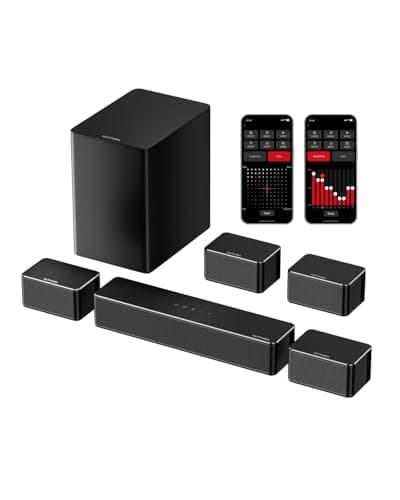 ULTIMEA 7.1 Virtual Surround Sound System for TV, App Control, Sound Bar for Smart TV with Subwoofer and Wired Surround Speakers Adjustable, Peak Power 410W, Home Theater Sound System, Poseidon D70