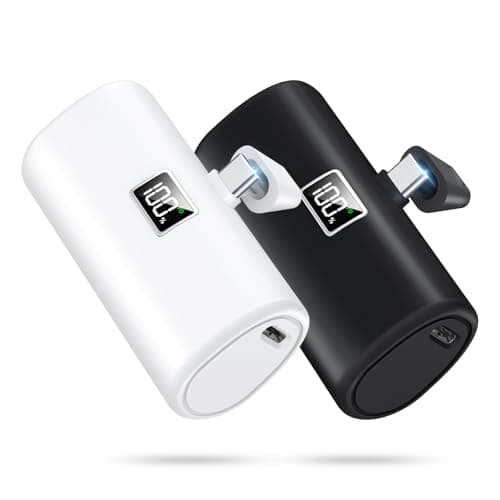 Portable Charger, [2-Pack] 6000mAh Power Bank for iPhone 17 16 15 Pro Max, 20W USB-C Fast Charge, LCD Display, Travel Essentials Small Battery Pack for Android Phones, Birthday Gifts for Women Man