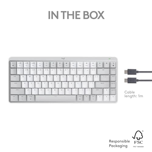 Logitech MX Mechanical Mini for Mac Wireless Illuminated Keyboard, Low-Profile Performance Switches, Tactile Quiet Keys, Backlit, Bluetooth, USB-C, Apple, iPad - Pale Grey 12
