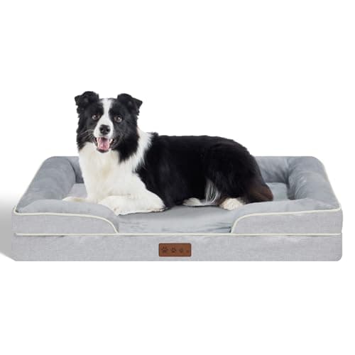 Dokdogs Orthopedic Dog Beds Large Sized Dogs - Waterproof Memory Foam Pet Bed for Couch with Removable Washable Cover & Nonskid Bottom, Big Dog Sofa Bed (L, Grey)