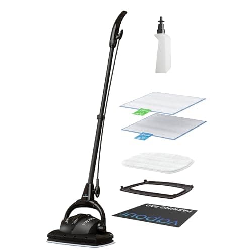 Euroflex Vapour Premium Steam Mop 9-Piece Set with Ultra Dry Steam; Consumer Reports Recommended; Commercial Grade 295°F & 50 PSI; Invented in Italy; Kills 99.9% Germs & Viruses; 5 Year Warranty