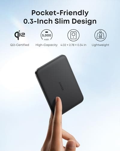 Anker Nano Power Bank, Ultra-Slim 5,000mAh Magnetic Battery Pack, Qi2 Certified 15W Max Ultra-Fast MagSafe-Compatible Portable Charger, Ergonomic Design, for iPhone 16/15/14/13/12 Series Only 3