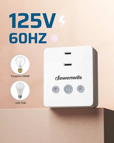 DEWENWILS Wireless Dimmer Plug for Indoor Home Lighting, Remote Control Dimmer Switch, 100FT Range, Plug-in Lamp Dimmer Switch for Dimmable LED/Tungsten Bulbs, ETL Listed,White 5