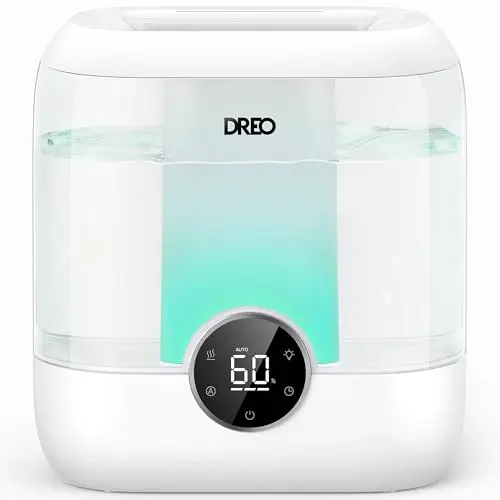 DREO 6L Top Fill Humidifiers for Bedroom, 60H Runtime 28 dB Quiet Supersized Cool Mist Air Humidifiers for Large Room, Baby Nursery, Plant, Indoor, Night Light, Easy to Clean, Precise Humidity Control