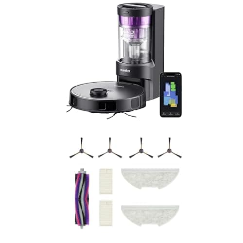 Eureka E10s Robot Vacuum with Bagless Self Emptying Station and Authentic Replacement Parts Accessories Bundle - Robotic Vacuum and Mop Combo, 45-Day Capacity, 4000Pa Suction, Auto Lifting Mop