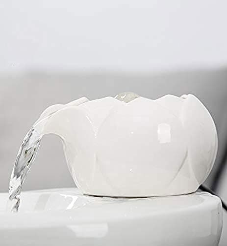 TISTIK Ceramics Cat Water Fountain for Drinking w/Ultra-Quiet Pump and Filter 1.3L Automatic Pet Water Dispenser for Cat and Small Dogs 6