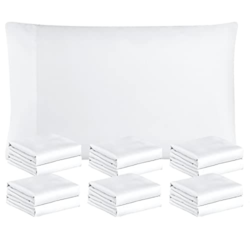 FreshCulture White Pillowcases Queen Size 12 Pack - Bulk Pillowcase Set - Envelope Closure - Soft Brushed Microfiber Fabric - 20x30 Inches Pillow Case Set of 12 for Home, Hotels, Schools