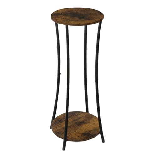 YINMIT Plant Stand Indoor,2 Tier Round Potted Holder Rack,Flower Pot Stand Shelf,Round Supports Rack,Corner Plant Shelf for Balcony Garden Patio Living Room,Brown 9