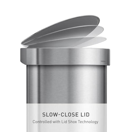 simplehuman 45 Liter/ 12 Gallon Semi-Round Hands-Free Step Trash Can, Brushed 5