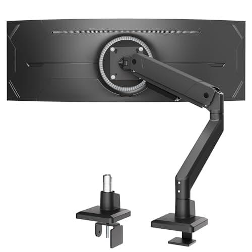 monTEK Single Monitor Arm for Max 45 Inch Ultrawide Screens Adjustable Monitor Desk Mount Holds 35 Lbs Cable Management with Clamp/Grommet Desk Mount, VESA 75/100mm