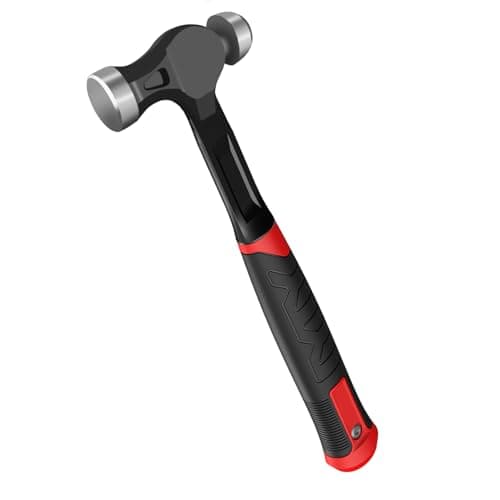 YIYITOOLS 24oz Ball Peen Hammer, One-Piece Forged Carbon Steel, Ball Pein Hammer with Anti-Slip Grip, Shock-Absorbing Mechanic Hammer for Metalworking Tool, Welding Hammer for Sheet Metal Shaping