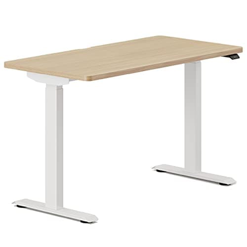Branch Duo Standing Desk 36 Inches - Adjustable Standing Desk with 20” Range - OLED Control Panel - Frameless Design & Compact Size Suitable for Many Spaces - White Base - Woodgrain Top