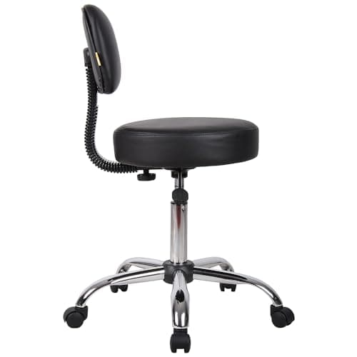 Boss Office Products B245-BK Be Well Medical Spa Stool with Back, Black 10